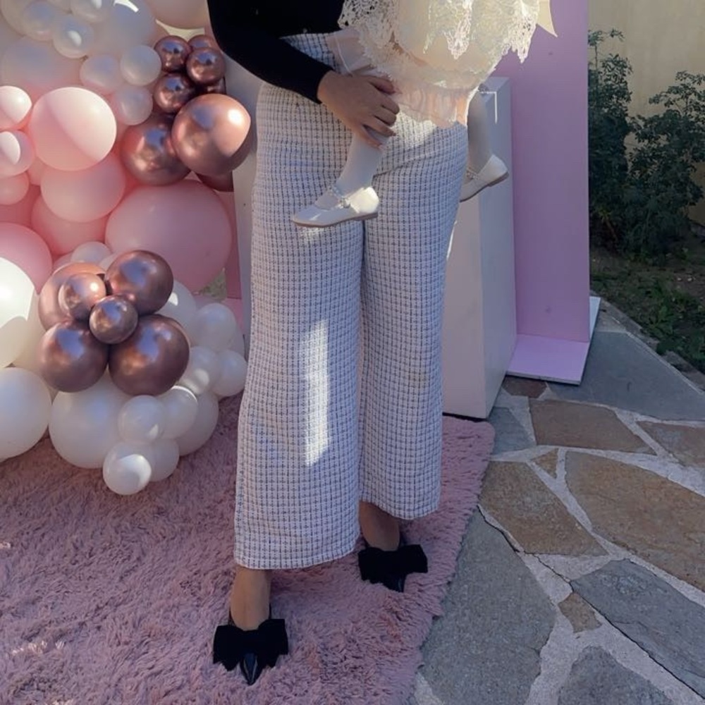 SHEIN White and Pink Plaid Pants